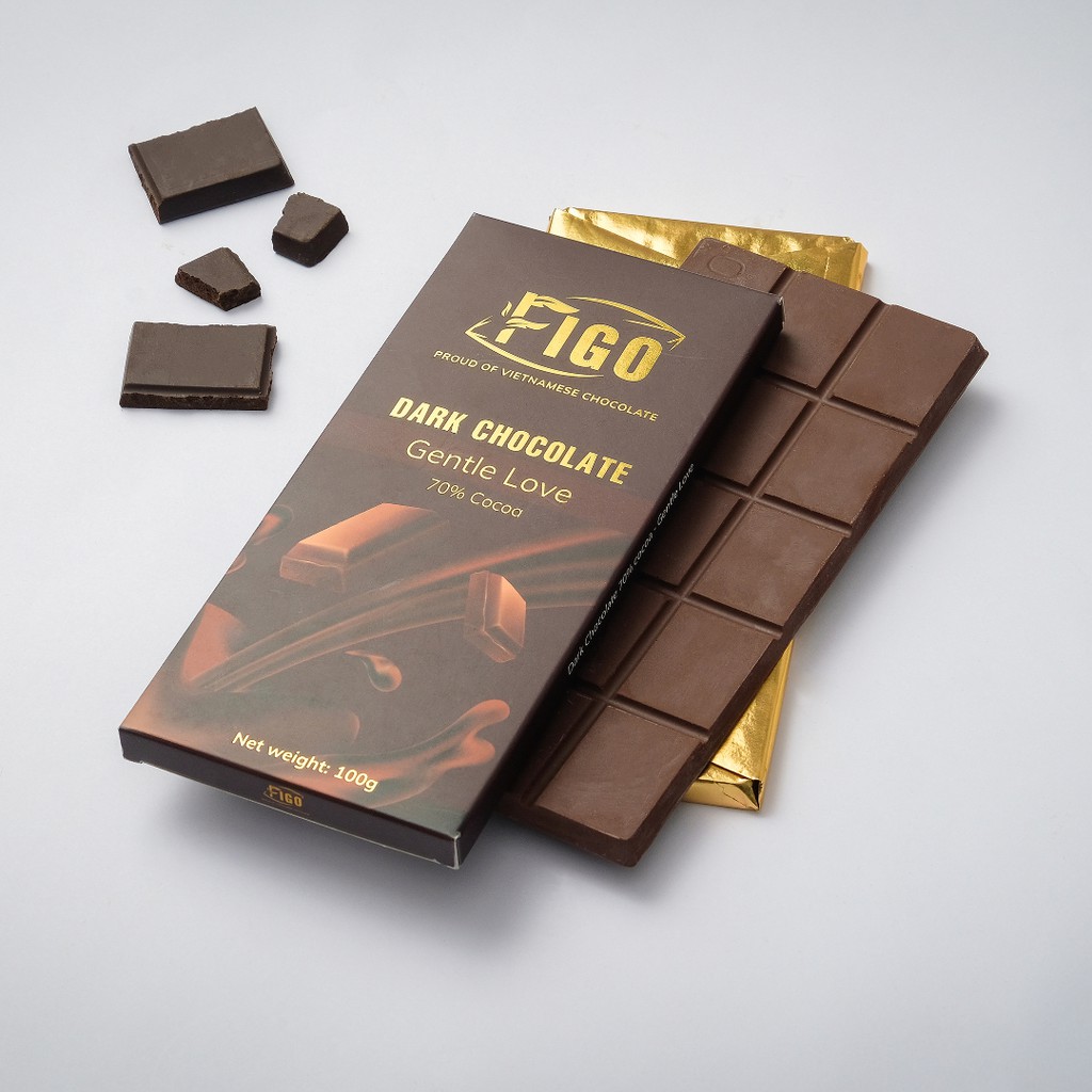 [CHÍNH HÃNG] Socola đen 70% cacao 50gram ăn vặt giảm cân Figo - Socola thương hiệu việt nam