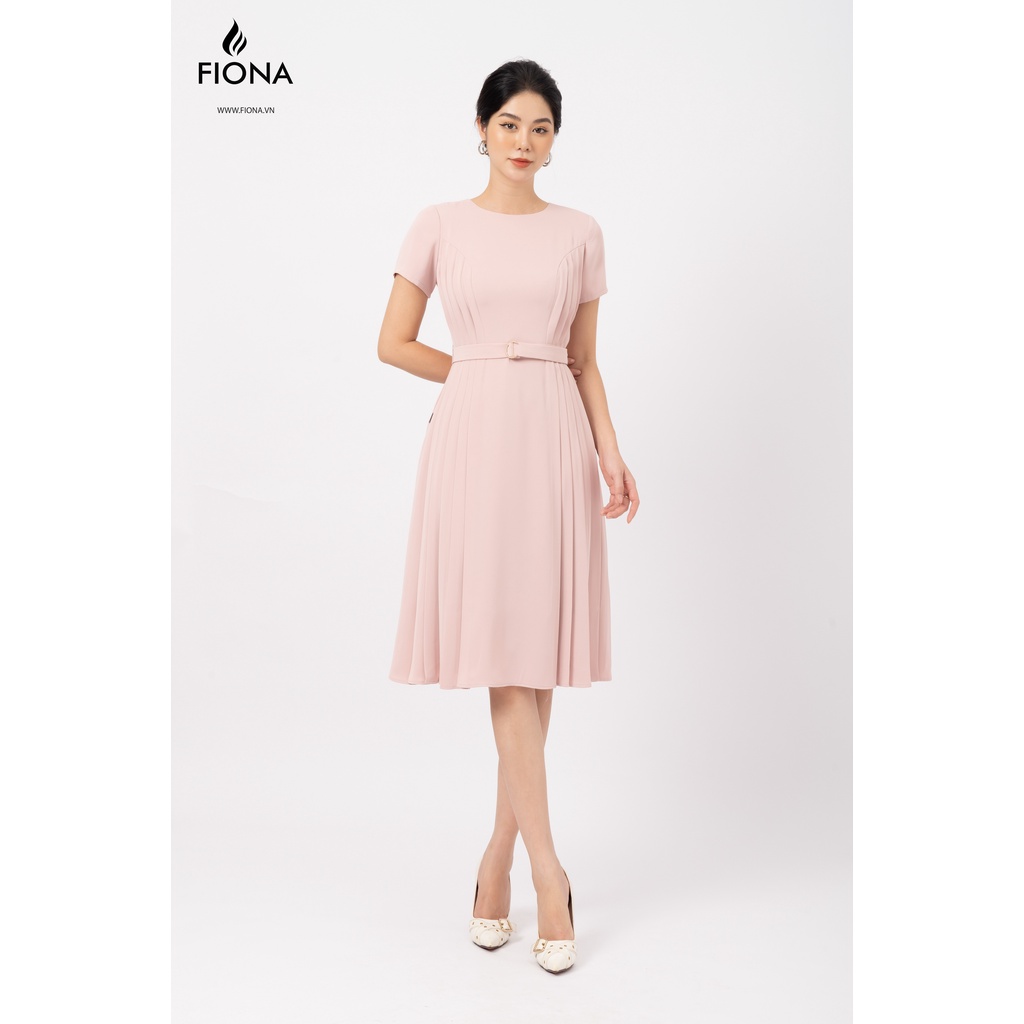 Đầm nữ dáng suông xếp ly, đầm công sở 2 bên thân trước FIONA F451370