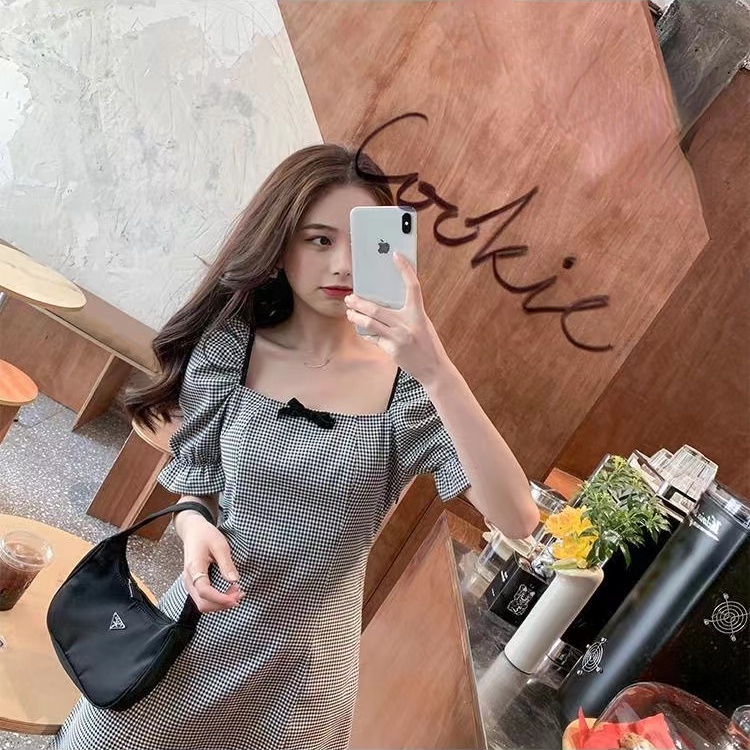 Đầm PERTY ngắn tay phồng phong cách Hàn Quốc thời trang mùa hè cho nữ