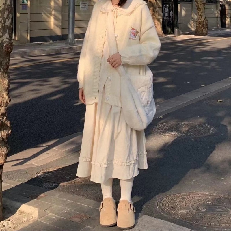 Chân Váy Chữ A Dài Qua Gối Lưng Cao Phong Cách Nhật Bản Mới