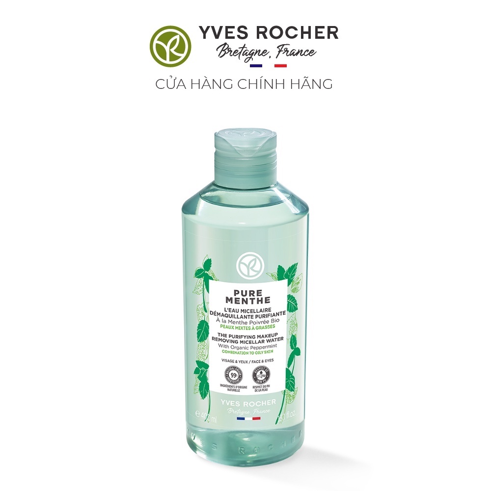 Nước cân bằng và tẩy trang Yves Rocher Pure Menthe Makeup Remover Micellar Water 390ml