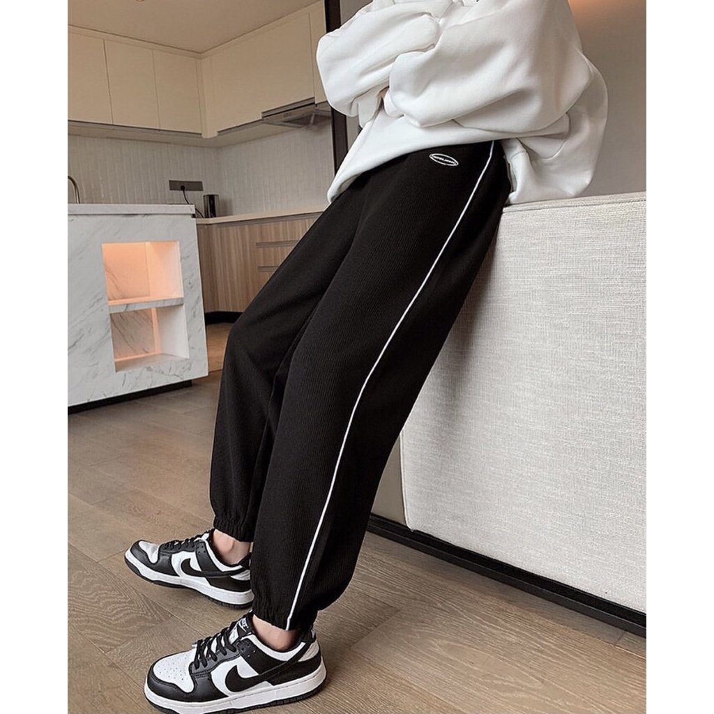 Quần jogger nữ Ulzzang chất nỉ thun da cá thiết kế bo gấu trẻ trung