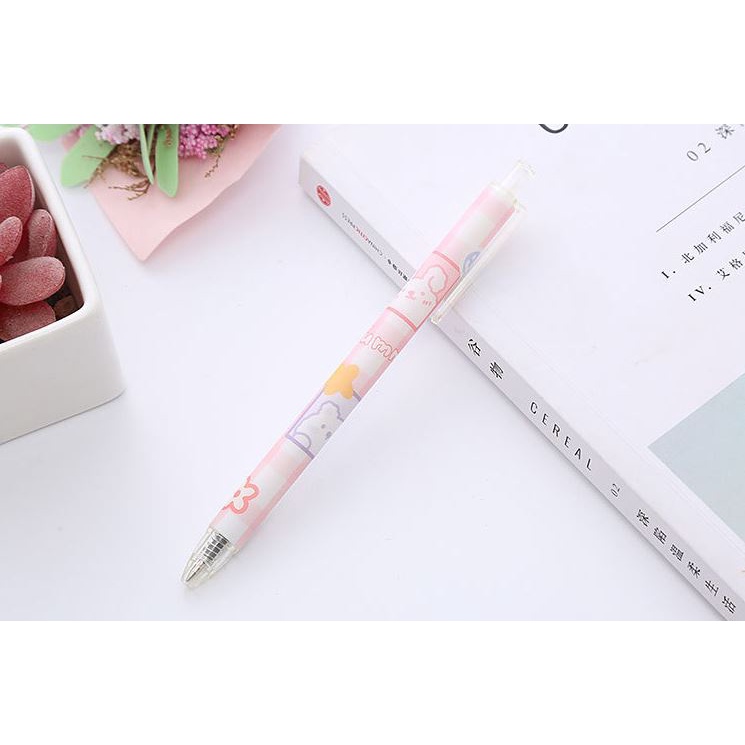 Bút Gel Bấm Gấu Mực Đen 0,5mm Dễ Thương H202
