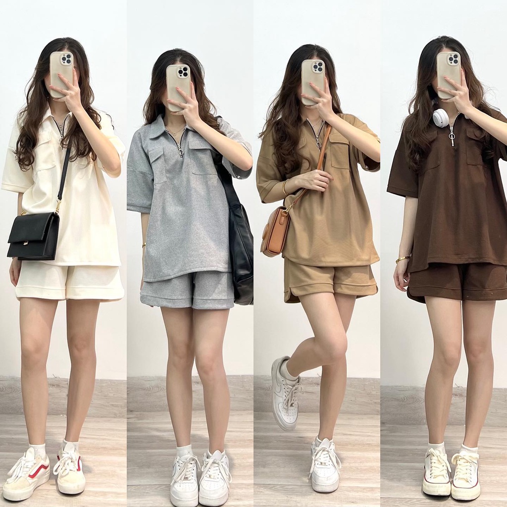 Set nỉ tổ ong túi hộp ngắn tay Miho house