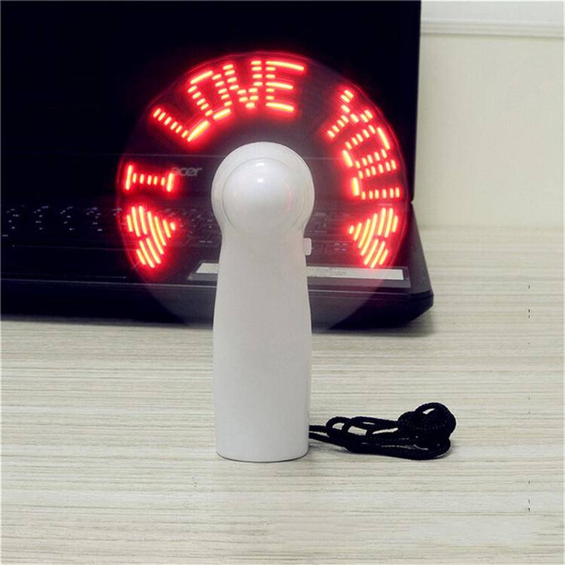 PNL Quạt USB Mini Cầm Tay Có Đèn LED Phát Sáng Chữ I Love You Để Bàn Tiện Dụng