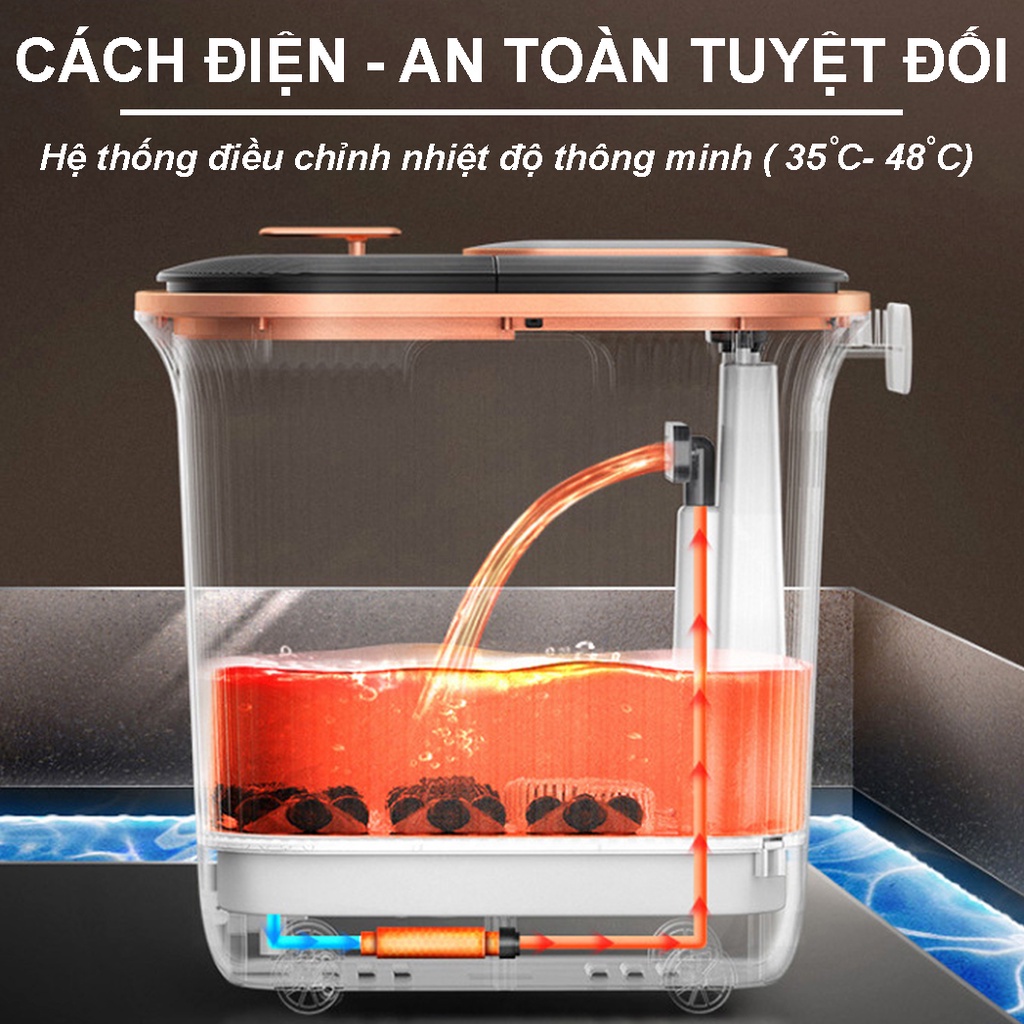 Bồn ngâm chân massage tự động làm nóng nước có chống giật METAMO, máy ngâm chân massage có sục khí chính hãng