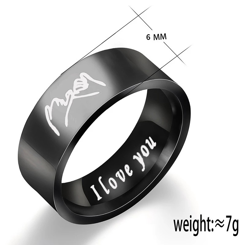 Nhẫn Đeo Tay Kim Loại Khắc Chữ I Love You Thời Trang Cho Cặp Đôi