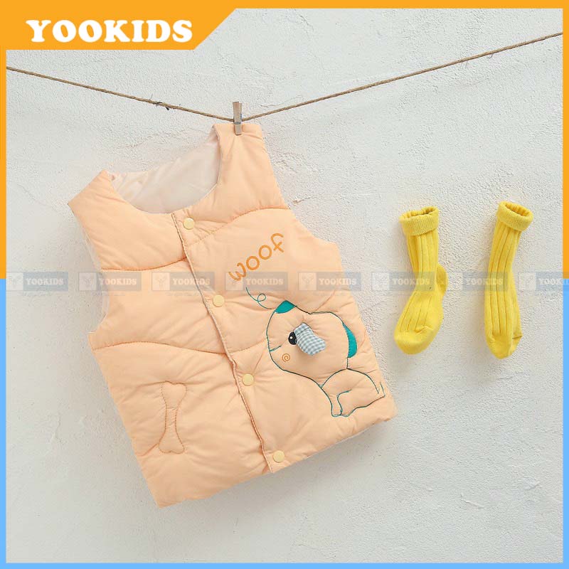 Áo phao gile cho bé YOOKIDS có cúc cài trần bông siêu nhẹ và giữ ấm cực tốt cho bé trai bé gái 1 2 3 4 tuổi