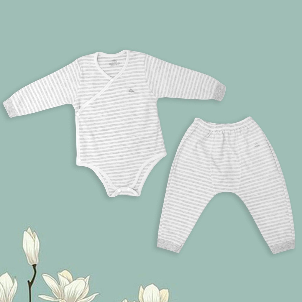 Set bodysuit giữ ấm ngực dài tay kèm quần rời 100% Cotton cho bé ComfyBaby size từ 3-12 tháng hàng chính hãng