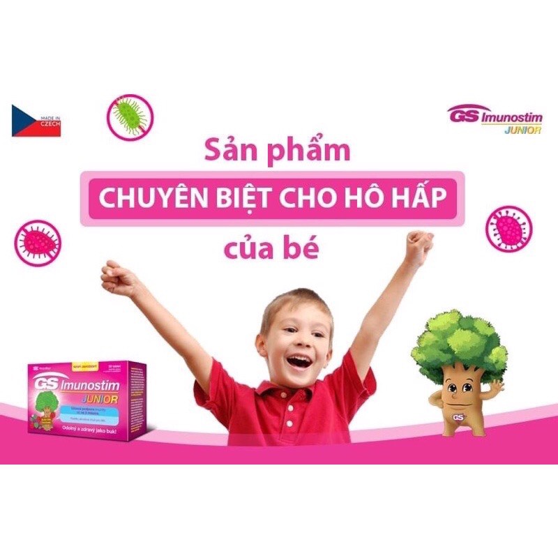 Viên ngậm tăng đề kháng cho bé GS Imunostim Junior bức tốc miễn dịch Giúp Tăng cường miễn dịch và sức khỏe đường hô hấp