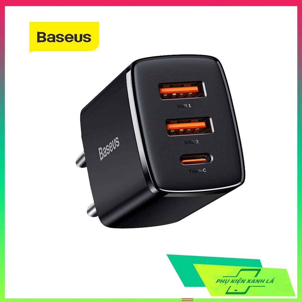 Củ sạc nhanh 3 cổng Baseus 30W PD USB Type C