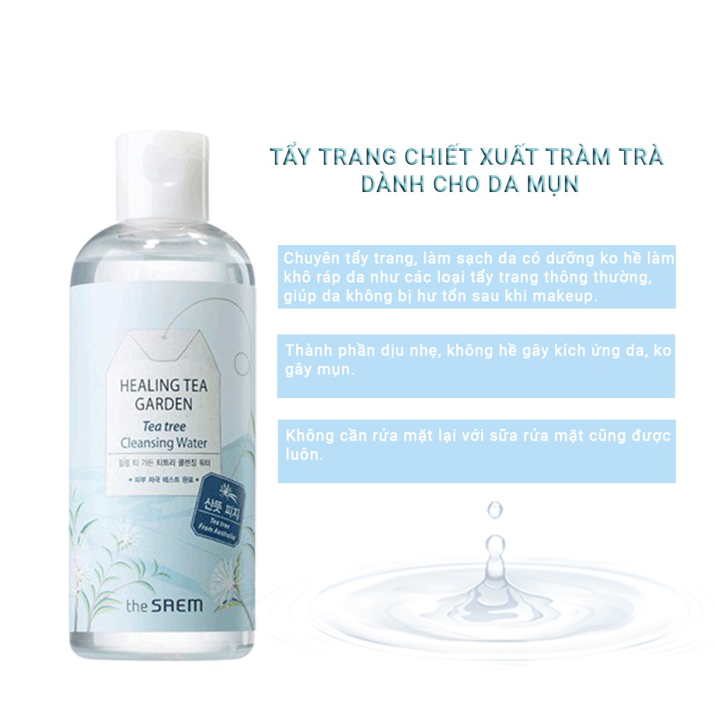 Nước tẩy trang làm sạch da THE SAEM Healing Tea Garden Cleansing Water 300ml