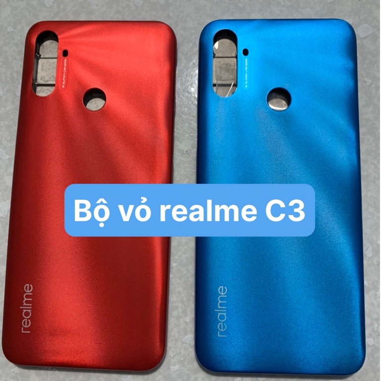 Bộ vỏ realme C3 ( Bộ gồm lưng, sườn, phím kính camera )