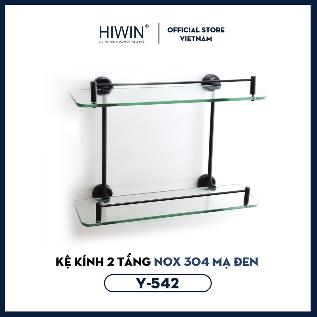 Kệ kính 2 tầng đa năng màu đen inox 304 Hiwin Y-542A