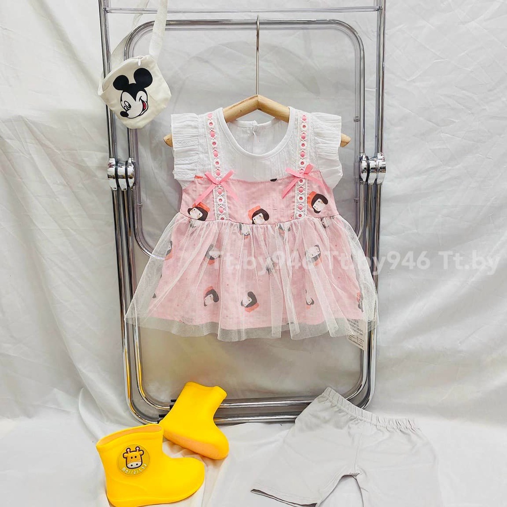 Set áo váy kèm quần legging cho bé gái hàng quảng châu cao cấp