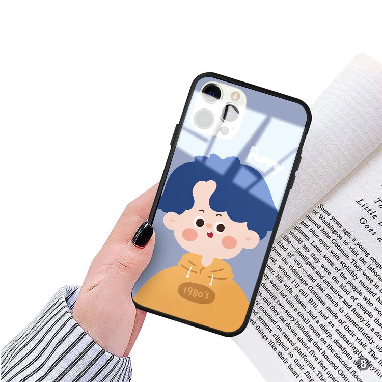 Ốp iphone kính cường lực Cặp đôi tóc xoăn 1980's cho 11/11pro/11promax/xsmax/xr/x/6/7/8/plus/12 pro max/13 pro max-k363