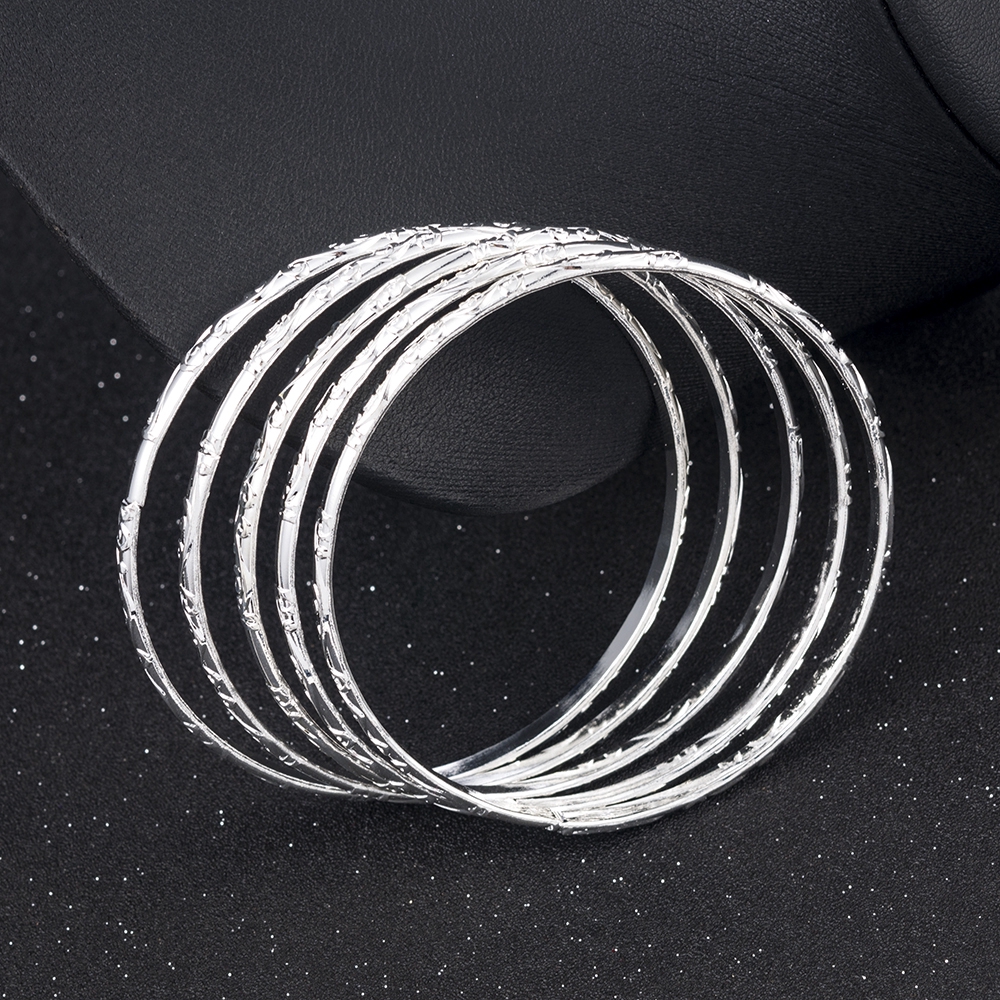 Bộ 5 vòng đeo tay màu bạc dành cho nữ 7cm