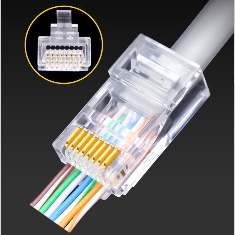 HẠT MẠNG XUYÊN THẤU Tenda, Tplink, Amp CAT6 ĐỒNG NGUYÊN CHẤT, bền, chống ô xi hóa - RJ45 CAT6 XUYÊN THẤU.