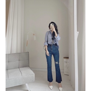 Quần Jeans Ống loe rách đùi, quần ống loe