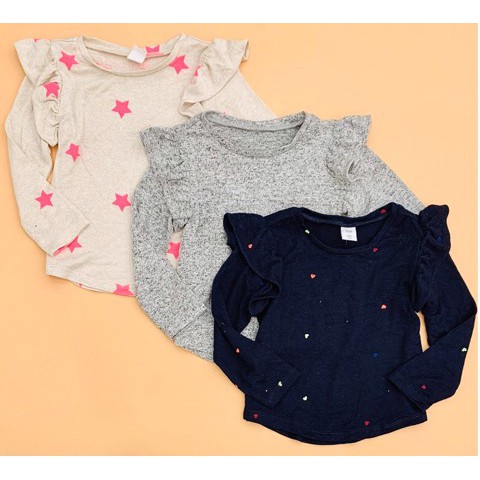 Áo len Baby Gap tay dài phối bèo vai bé gái - Navy