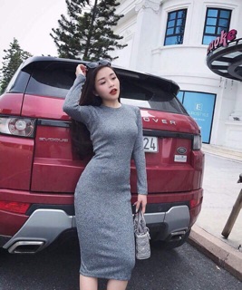 Váy body cổ tròn dài tay