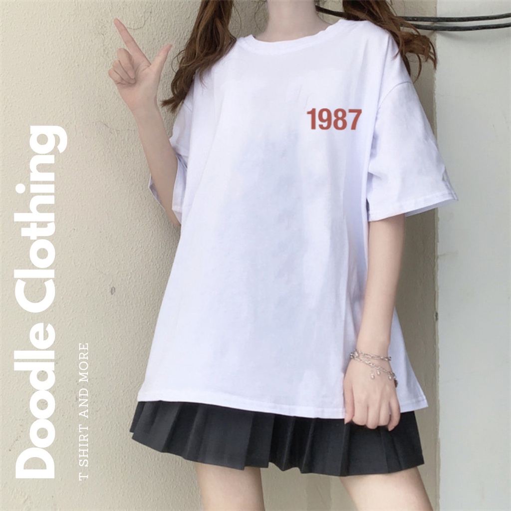 Áo Thun Nam Nữ Tay Lỡ Unisex Phông Trơn Oversize Form Rộng Basic Tee HìnhCLASSIC 1987 đơn giản nhưng chất