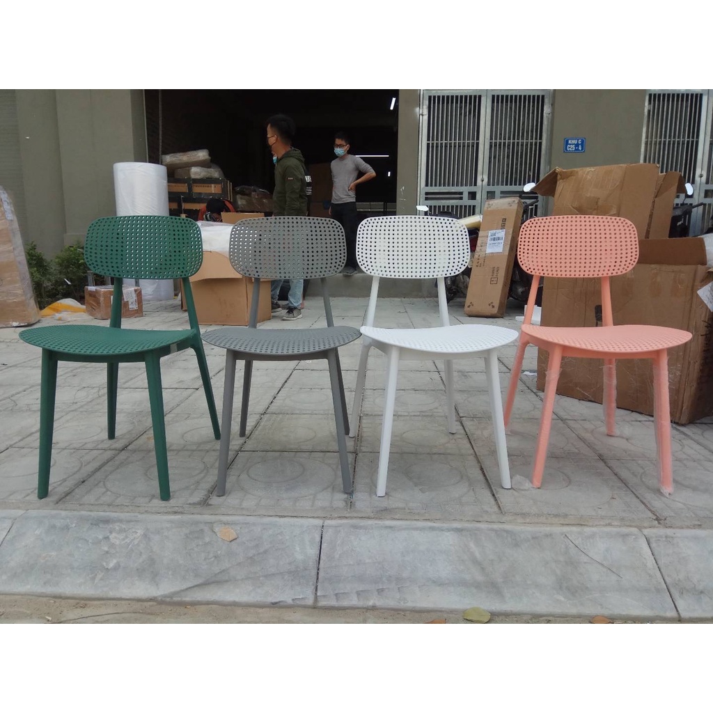 Ghế Ăn Hiện Đại Nhựa Đúc PP Nguyên Chiếc Có Lỗ Thông Hơi, Ghế Bàn Trà Ban Công Quán Coffee Phòng Chờ Hội Trường BGN003