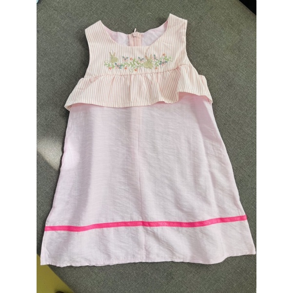 Đầm thô đũi kết hợp bèo thêu cotton xinh xắn cho bé
