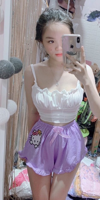 Set bộ 2 dây kitty mặc ở nhà siêu dễ thương ạ