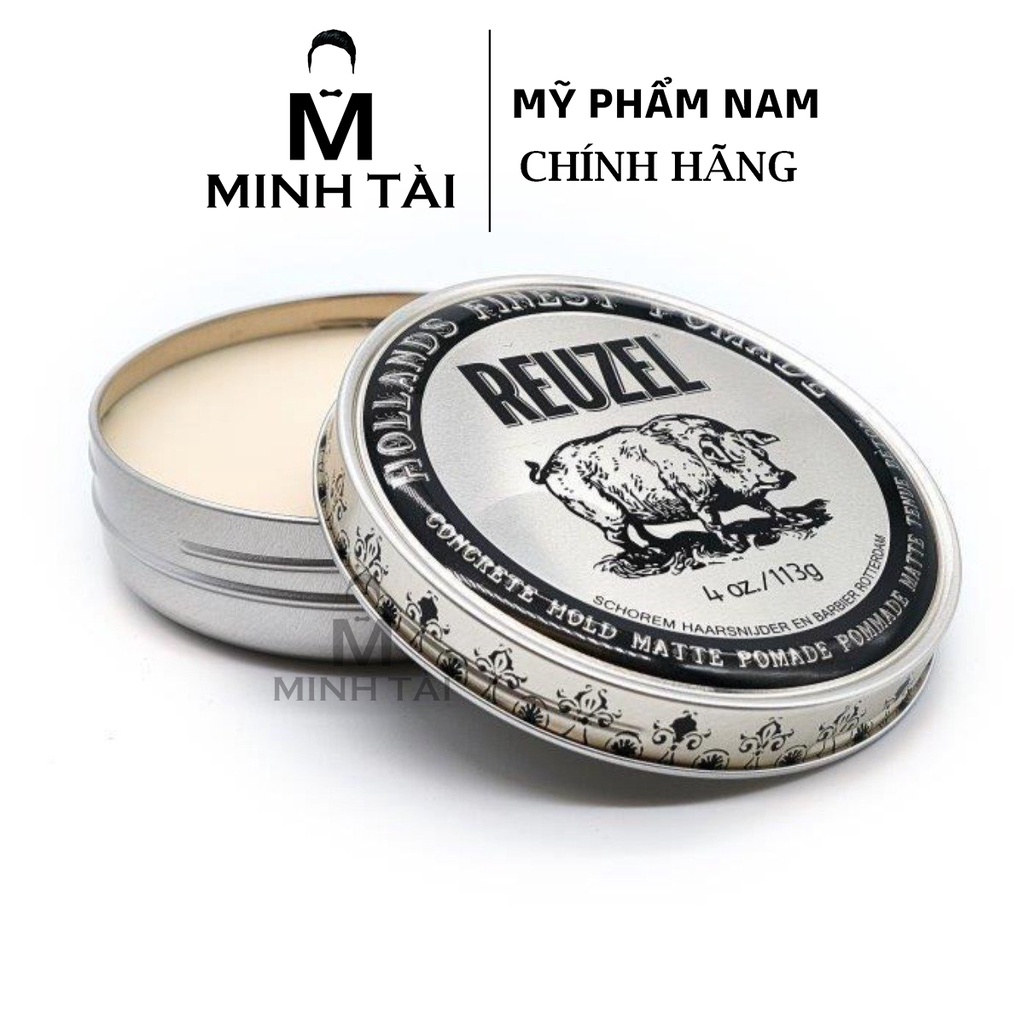 Sáp Vuốt Tóc Nam REUZEL Concrete Pomade - Hàng Chính Hãng  + Xịt Dưỡng Tóc Reuzel Tonic 20ml + Lược Chải Tóc Pomade