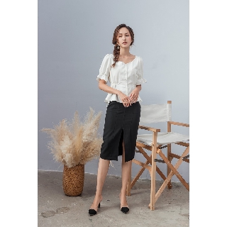 KOKA Design Sơ mi cổ tim nơ eo 49102
