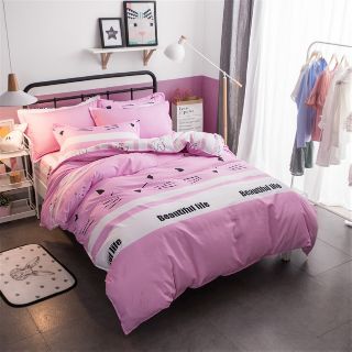 Bộ MÈO HỒNG XINH set chăn ga gối poly 4 món Hàn Quốc