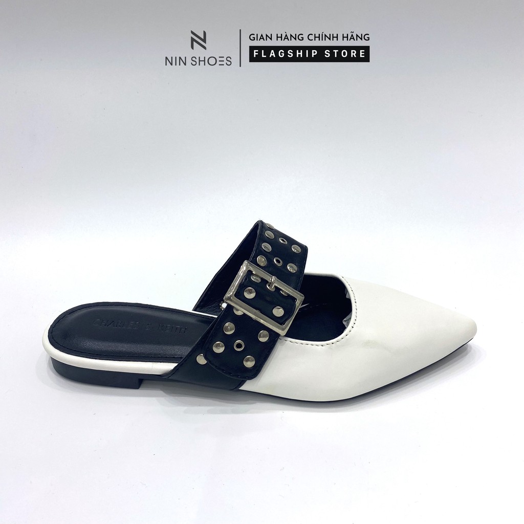 Dép sục nữ Nin shoes - Sục nữ mũi nhọn quai ngang đính đinh 3 màu siêu xinh