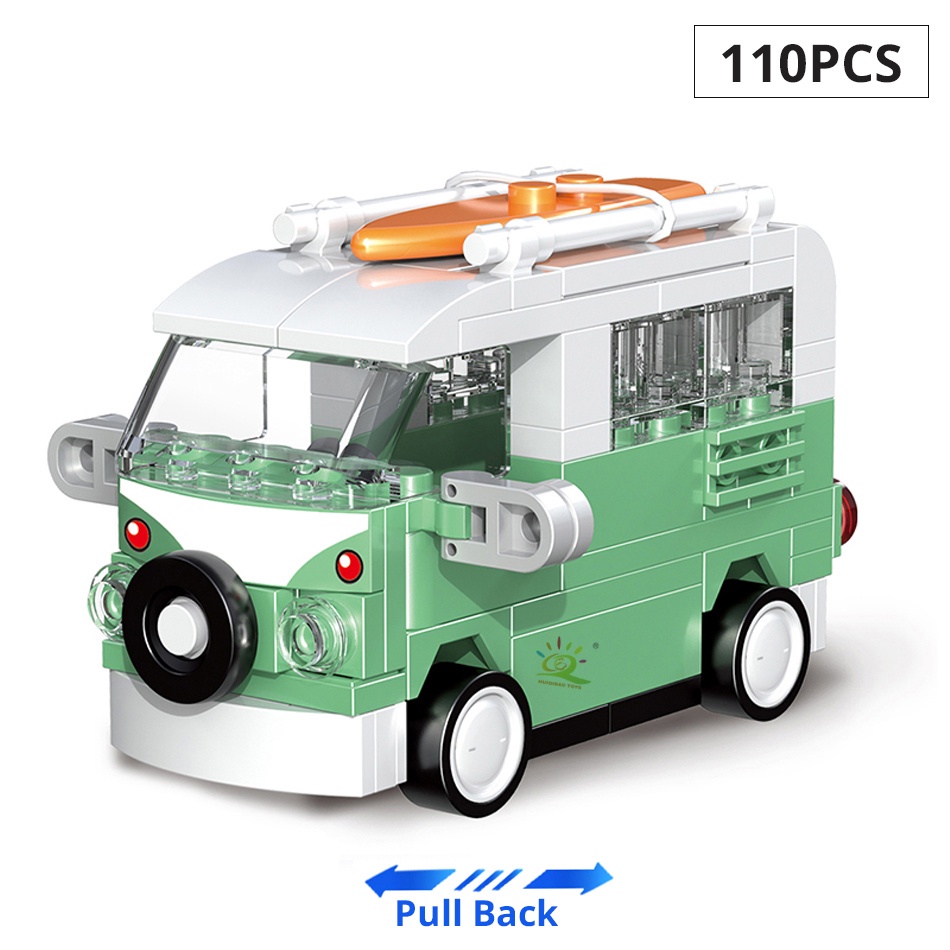 Tương thích Tự làm lắp ráp kéo lại ô tô thành phố ô tô kỹ sư xe tải cậu bé nhỏ Hạt xây dựng khối mô hình gạch đồ chơi