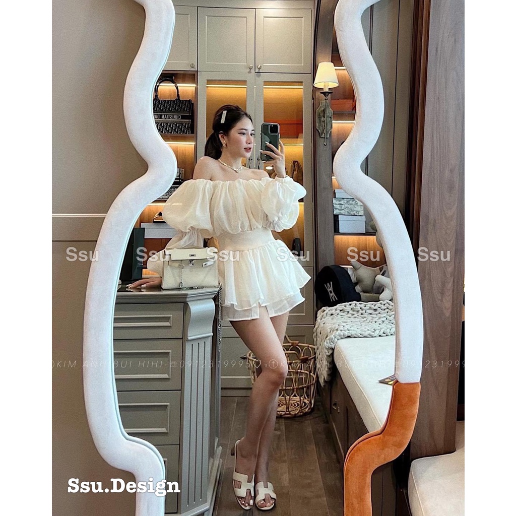Áo trễ vai voan tay  bồng siêu hot