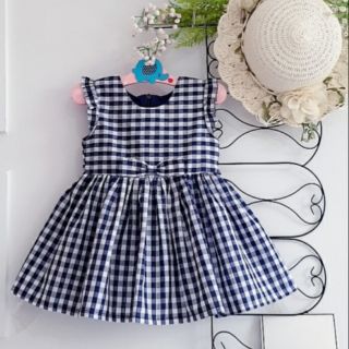 Đầm caro tay cánh tiên cho bé
