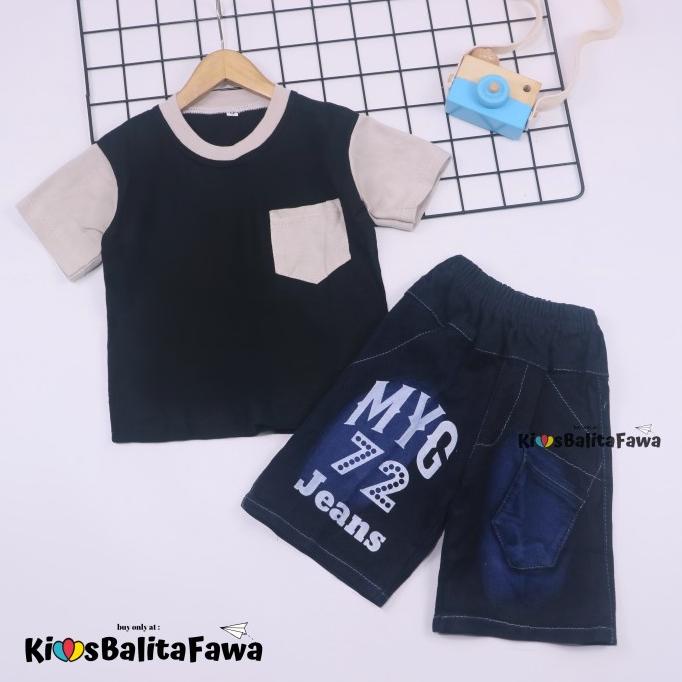 Áo Sơ Mi Ngắn Tay Kèm Quần Jean Dành Cho Nam 1-7 Tuổi Bf01