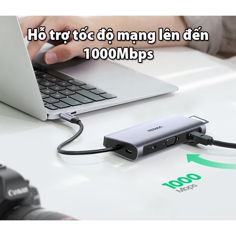 [Mã 155ELSALE giảm 7% đơn 300K] Cáp Chuyển USB Type C 10 in1 HDMI 4K Cao Cấp Ugreen 80133 (Bảo Hành 18 Tháng)