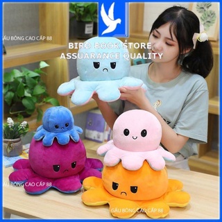 Gấu bông gối ôm Bạch Tuộc Cảm Xúc có 2 mặt khác nhau, gấu bông mini hình con mực nhiều màu vải nhung cao cấp Bird book
