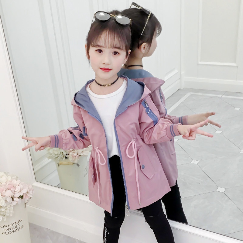 Áo khoác gió IQ Angel phong cách Hàn Quốc thời trang xuân thu mới cho bé gái 9 tuổi