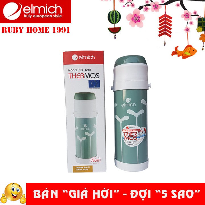 Bình giữ nhiệt Elmich/Phích giữ nhiệt Elmich inox 304 EL630x - Nhập khẩu Séc 100%