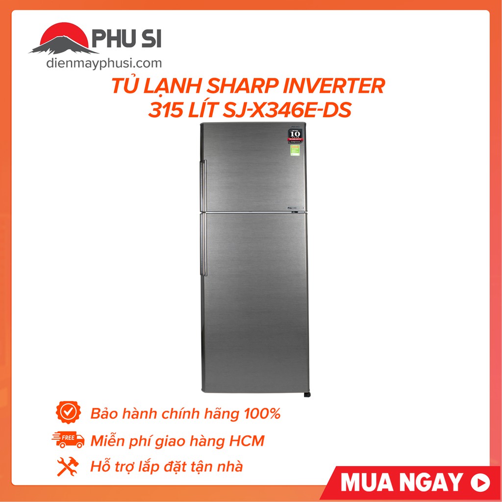 [GIAO HCM] Tủ lạnh 2 cánh Sharp Apricot SJ-X346E-DS, 342L, Inverter