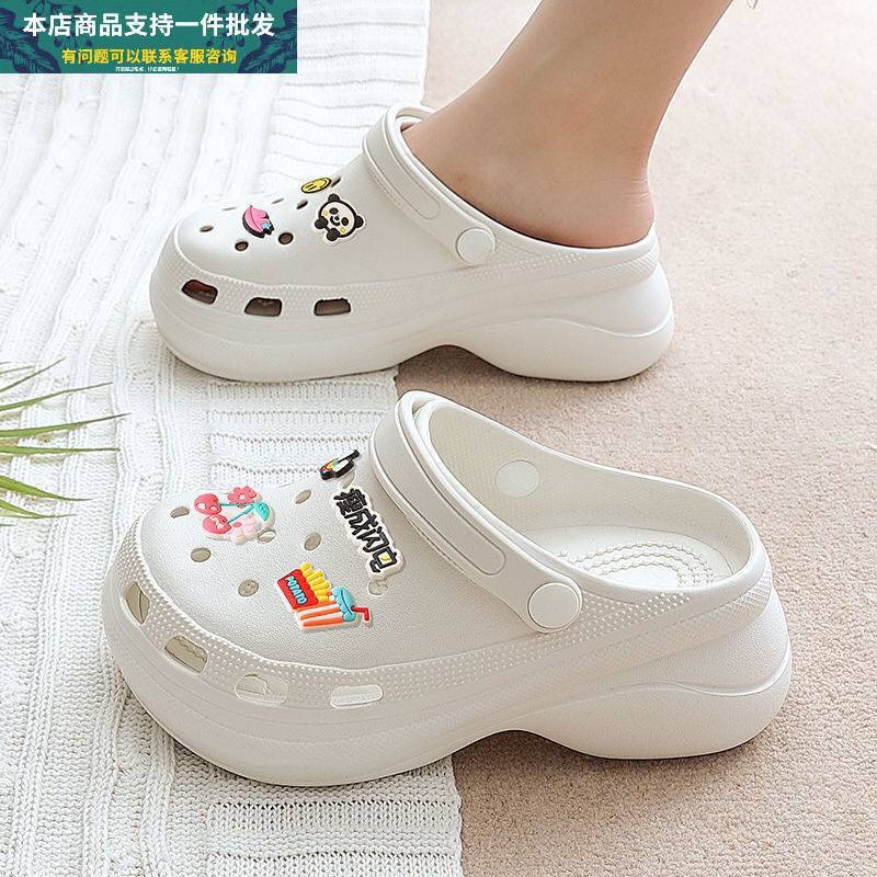 Dép Cross nữ bánh mì đế cao 6cm SUNNY kèm Sticker ngộ nghĩnh, dép sục nữ hot trend Trung bản đẹp