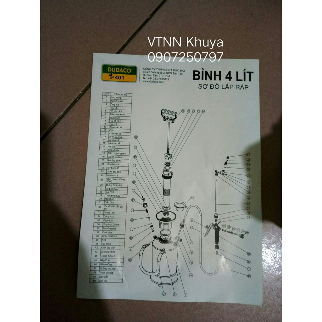 Bình xịt tưới cây 4 lít Dudaco hàng chuẩn chính hãng đủ phụ kiện Có hỗ trợ bảo hành