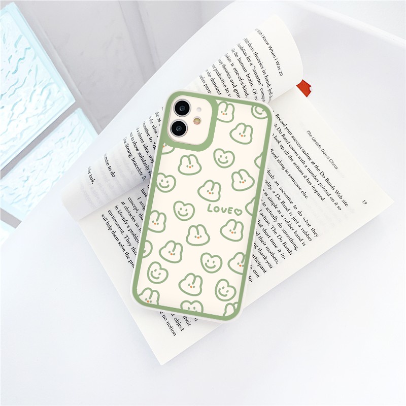 Ốp lưng iphone Thỏ Love cạnh vuông dẻo viền vuông iphone 6splus/7/7plus/8/8plus/x/xr/xs/11/12/pro/max/13promax tr339