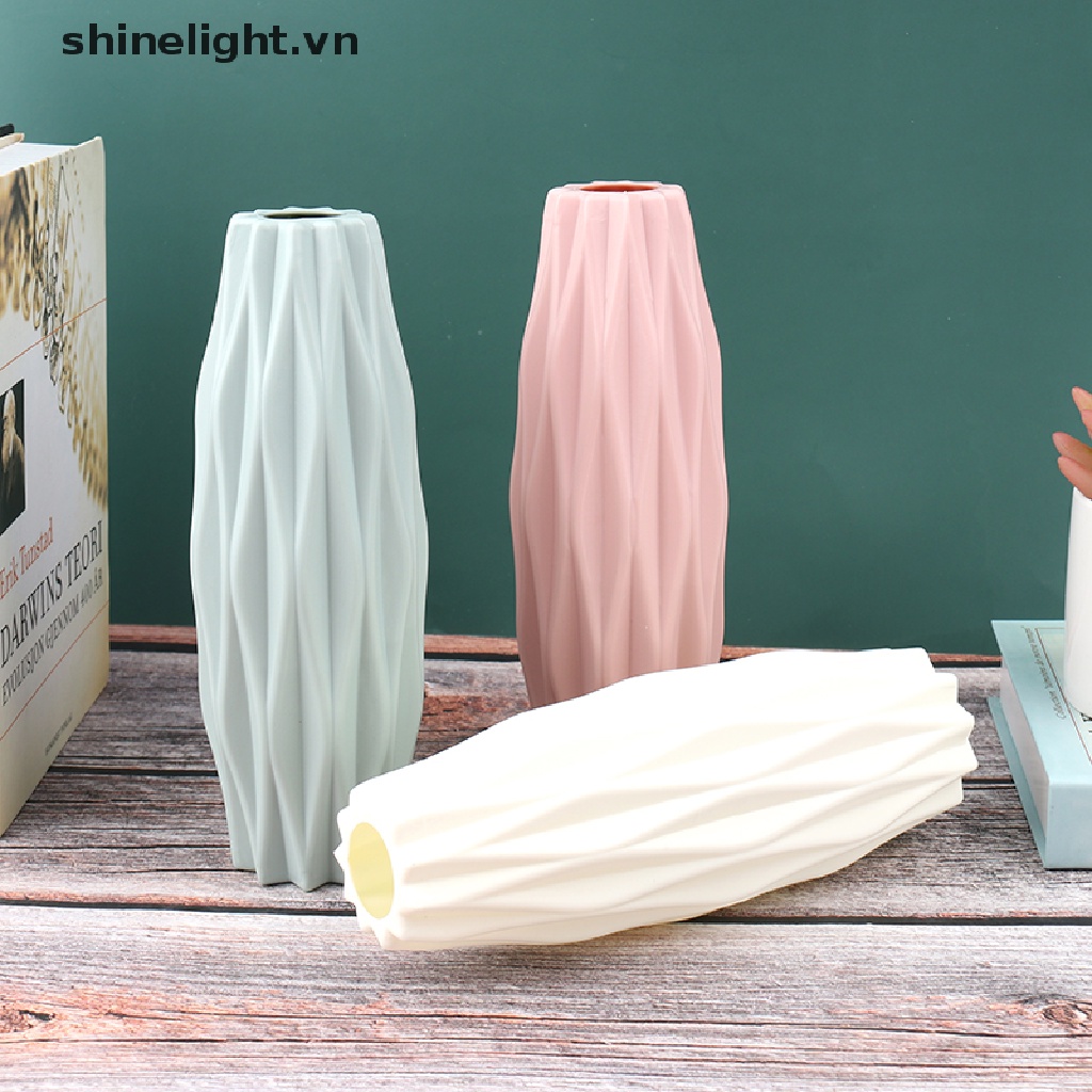 Chậu Hoa Bằng Nhựa Giả Gốm Sứ Màu Trắng Dùng Trang Trí Nhà Cửa