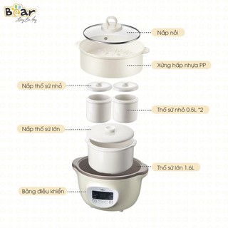 Nồi nấu cháo chậm Bear 1.6l bản quốc tế