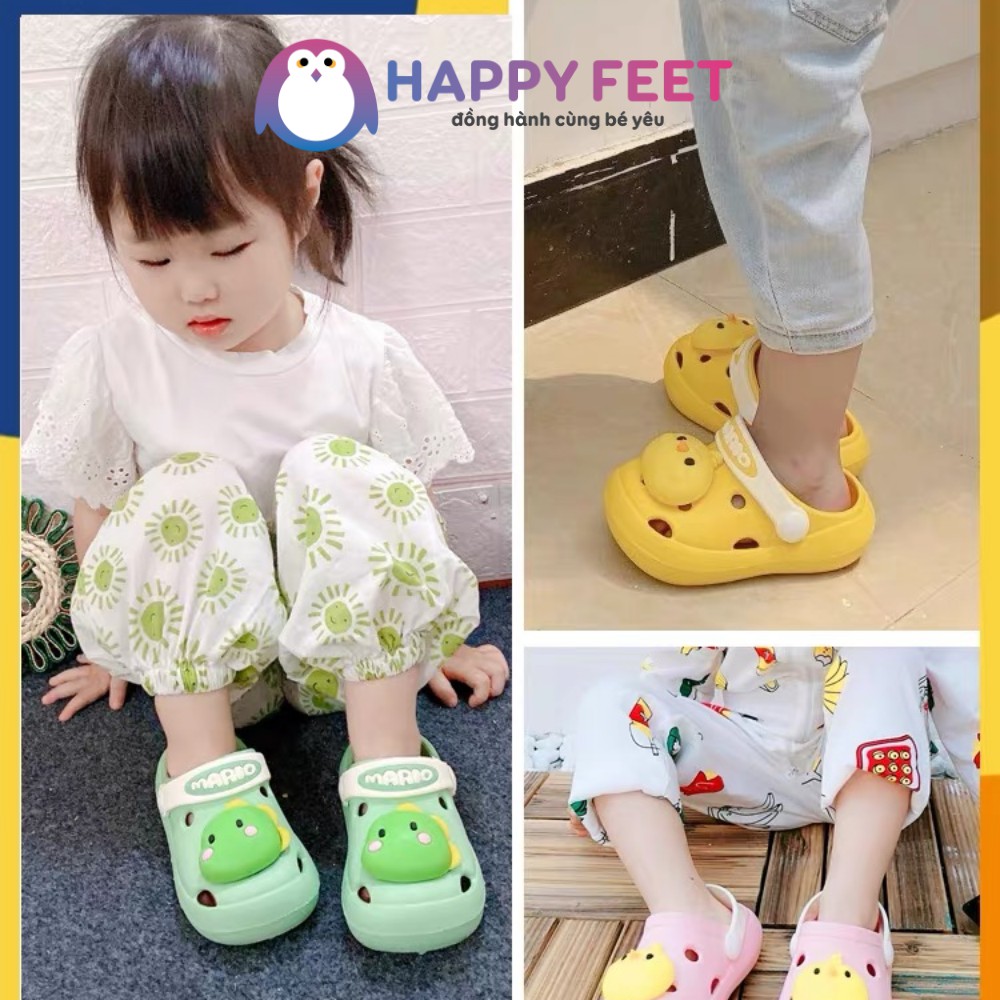 Dép cho bé trai bé gái, sục Cheerfull Mario siêu nhẹ chống trơn chính hãng -Happy Feet- no0189