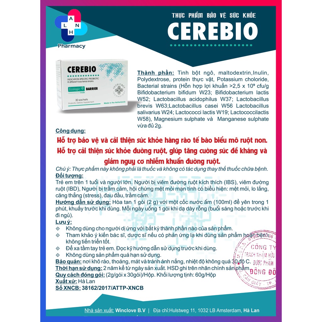 CEREBIO - Hỗ trợ cải thiện sức khỏe đường ruột.