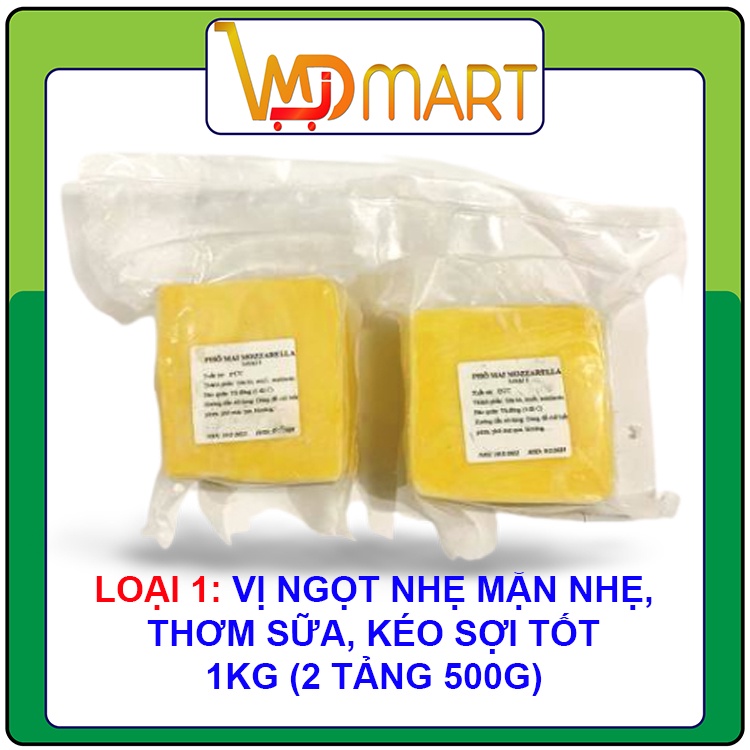 Phô mai MOZZARELLA kéo sợi Đức khối 1kg  dùng làm pizza, hotdog, ...